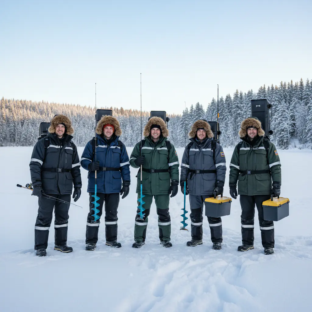 Equipe de guias na neve
