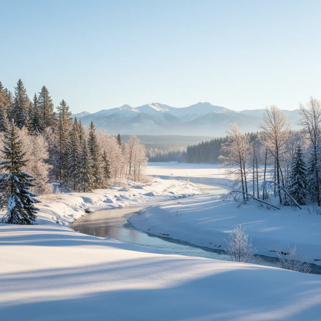 Paisagem de inverno ensolarada